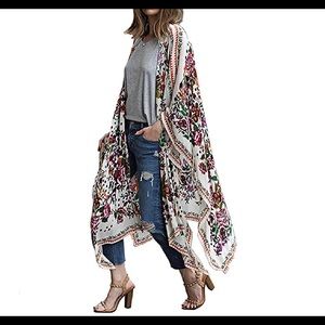 Chiffon Floral Print Kimono